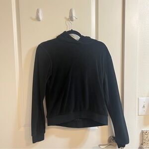 Vintage Velvet Black Cropped Hoodie